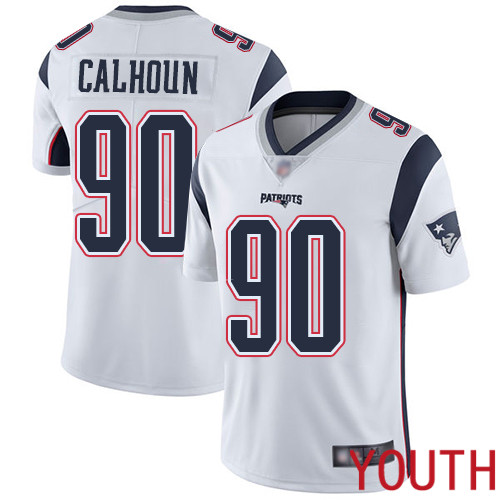 New England Patriots Football #90 Vapor Limited White Youth Shilique Calhoun Road NFL Jersey